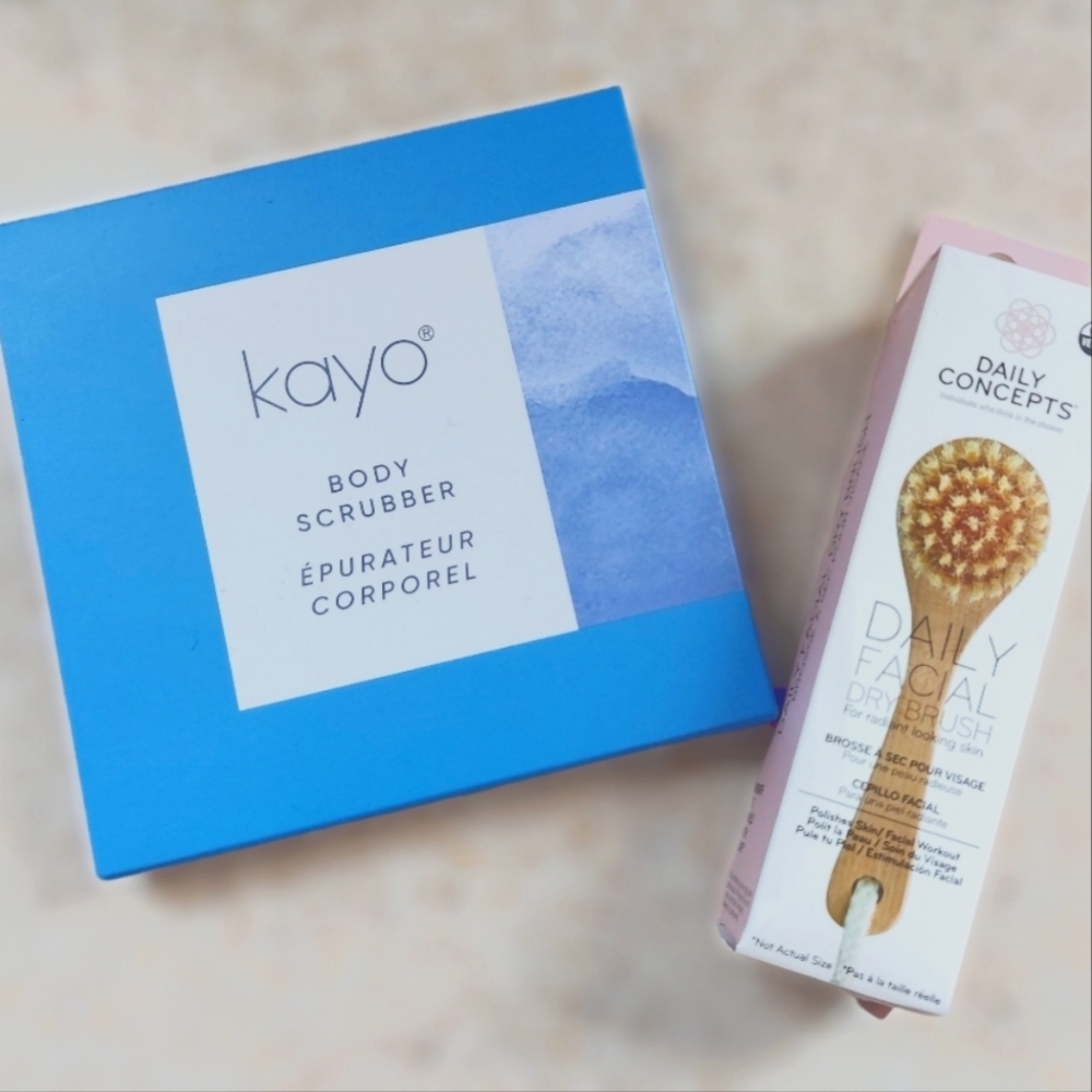 Kayo Body Scrubber + Daily Concepts Facial Dry Brush - Exfoliating & Cleansing